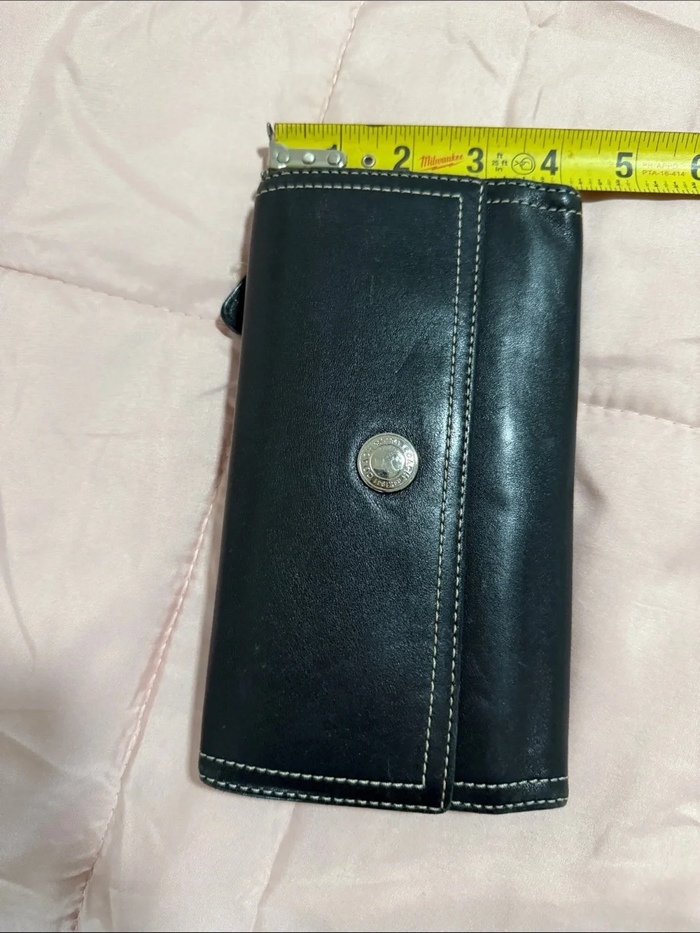 Black Leather Wallet with Contrast Stitching